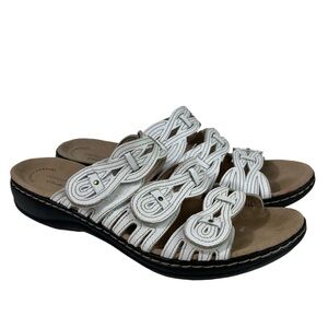 Clark's Collection White Adjustable 3 Strap Upper Slip On Comfort Sandals 11